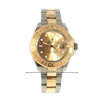 2005 Gents Two Tone Rolex Yacht Master Oyster Perpetual Datejust With Gold Dial and Stainless Steel