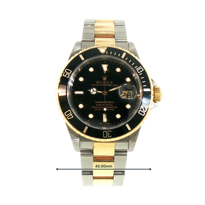 2000 Gents 41mm Two Tone Rolex Submariner Black Dial & Gold Bezel on Oyster Bracelet