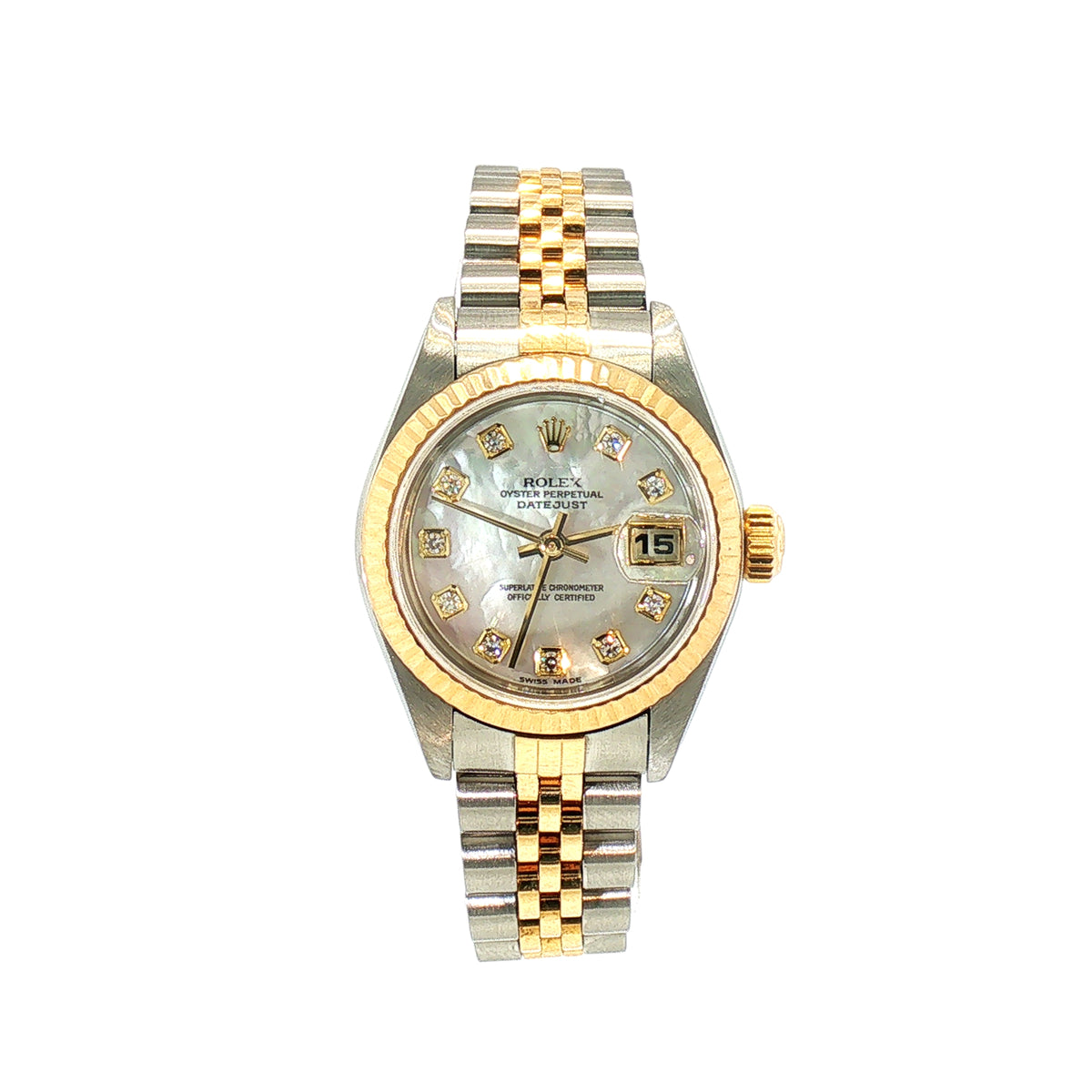 Rolex Ladies Two-Tone Mother-of-Pearl Dial Watch with Diamond Markers