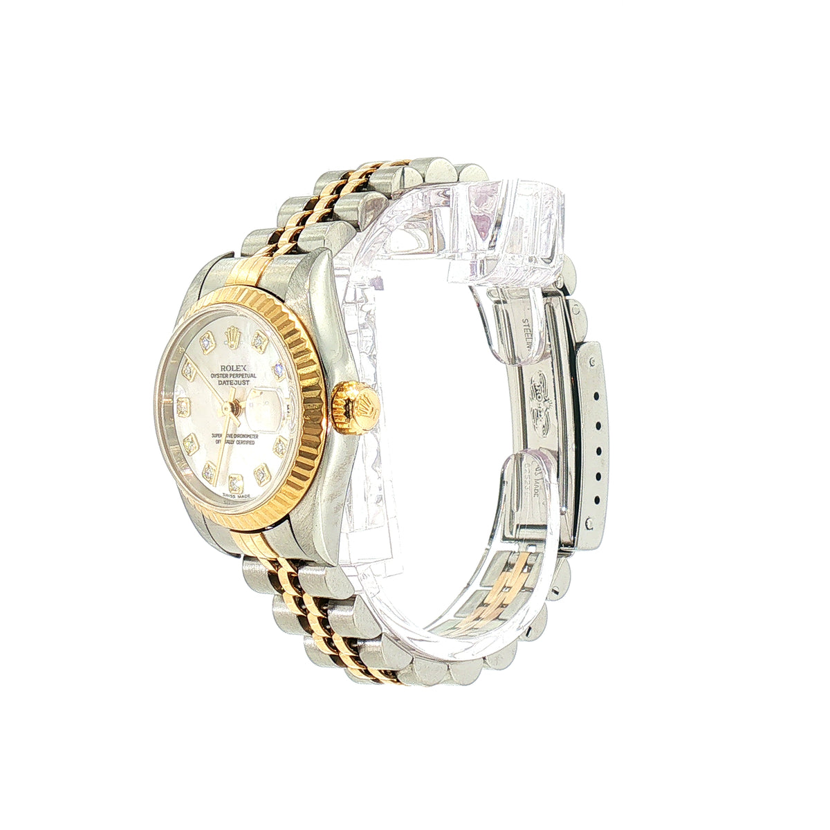Rolex Ladies Two-Tone Mother-of-Pearl Dial Watch with Diamond Markers