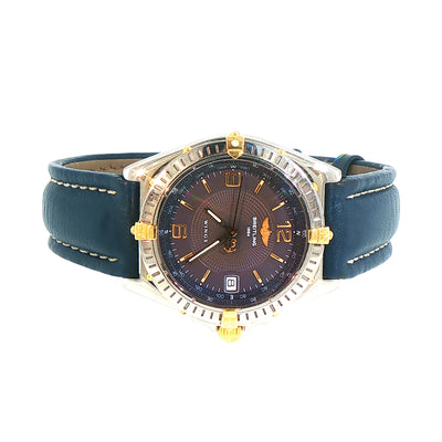 Gents Stainless Steel Vintage Breitling WINGS 38mm Grey Dial with Blue Strap