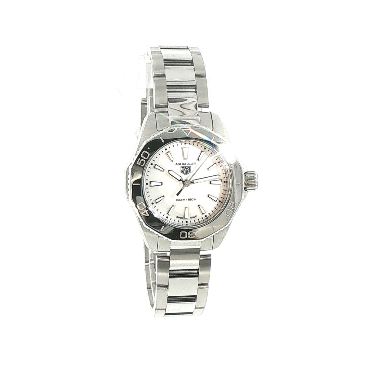 Ladies Tag Heuer 2025 Aquaracer with Mother of Pearl Batons on Stainless Steel Bracelet