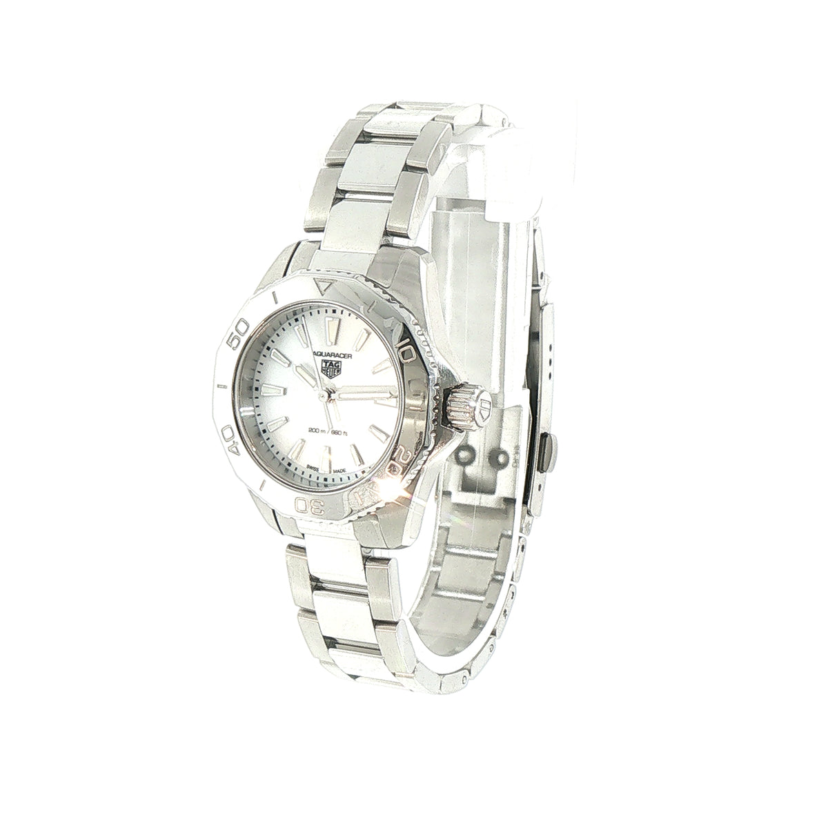 Ladies Tag Heuer 2025 Aquaracer with Mother of Pearl Batons on Stainless Steel Bracelet