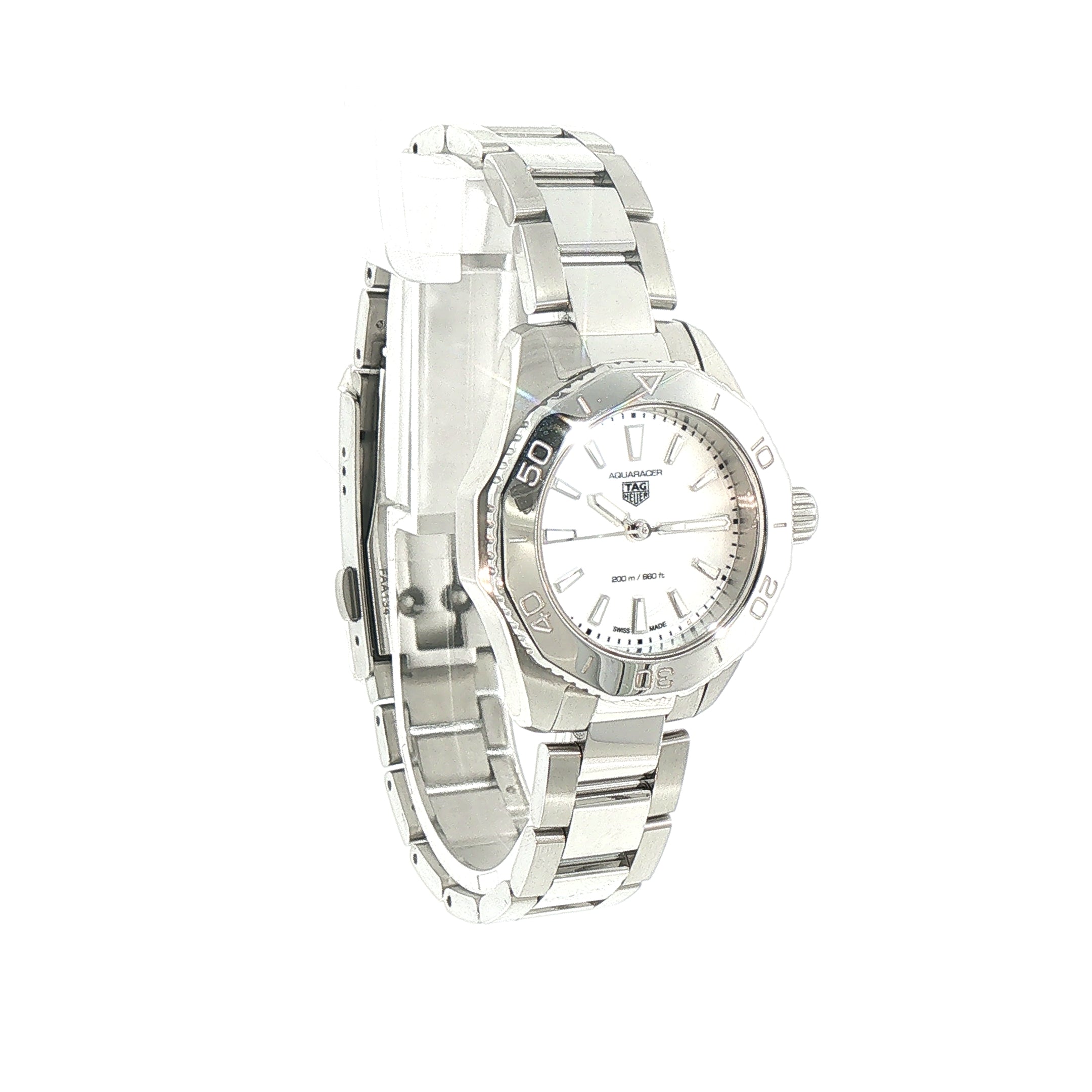 Ladies Tag Heuer 2025 Aquaracer with Mother of Pearl Batons on Stainless Steel Bracelet