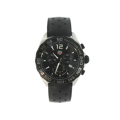Gents 2017 Tag Heuer F1 Chronograph Black Dial on Black Rubber Strap