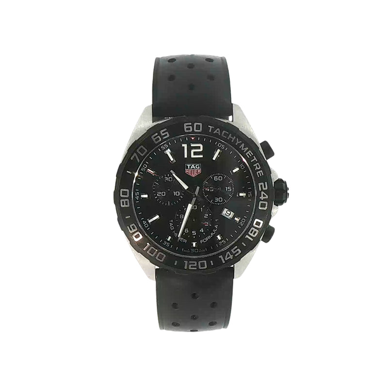 Gents 2017 Tag Heuer F1 Chronograph Black Dial on Black Rubber Strap