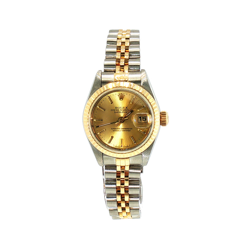 Rolex Ladies Two-Tone Yellow Gold and Steel Fluted Bezel Watch