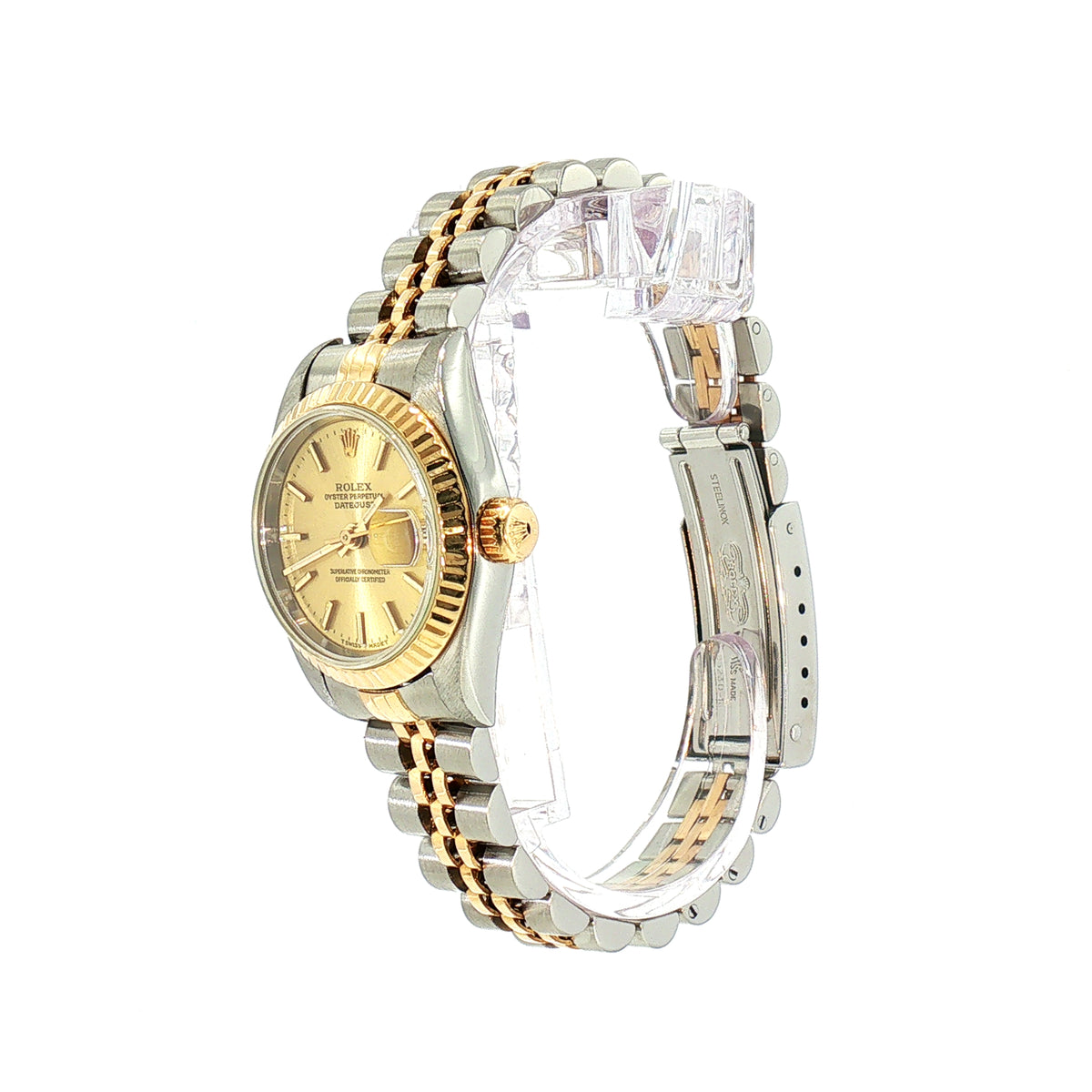 Rolex Ladies Two-Tone Yellow Gold and Steel Fluted Bezel Watch