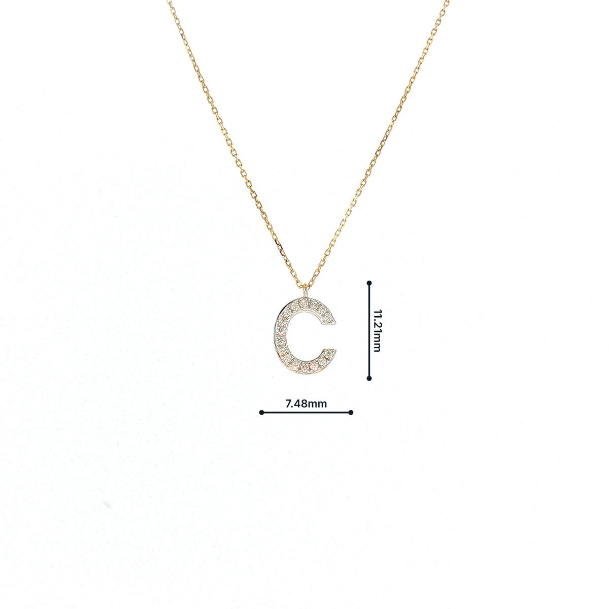 Natural Diamond Letter 'C' Alphabet Pendant with chain in 9ct Yellow Gold