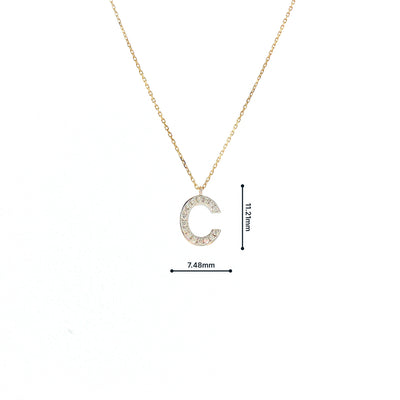 Natural Diamond Letter 'C' Alphabet Pendant with chain in 9ct Yellow Gold