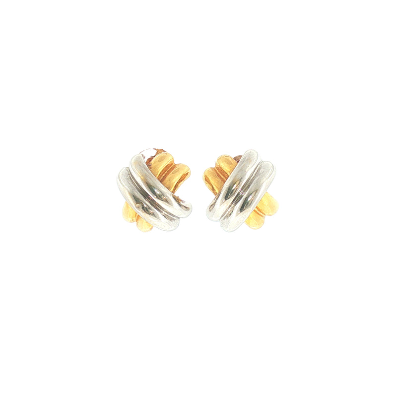 Two-Toned Crossover Earrings in 18ct Yellow and White Gold