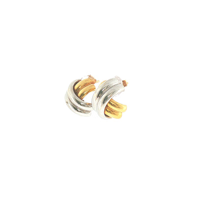 Two-Toned Crossover Earrings in 18ct Yellow and White Gold