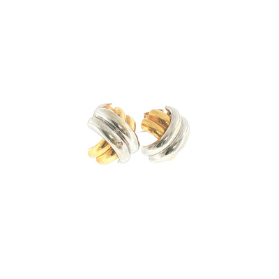 Two-Toned Crossover Earrings in 18ct Yellow and White Gold