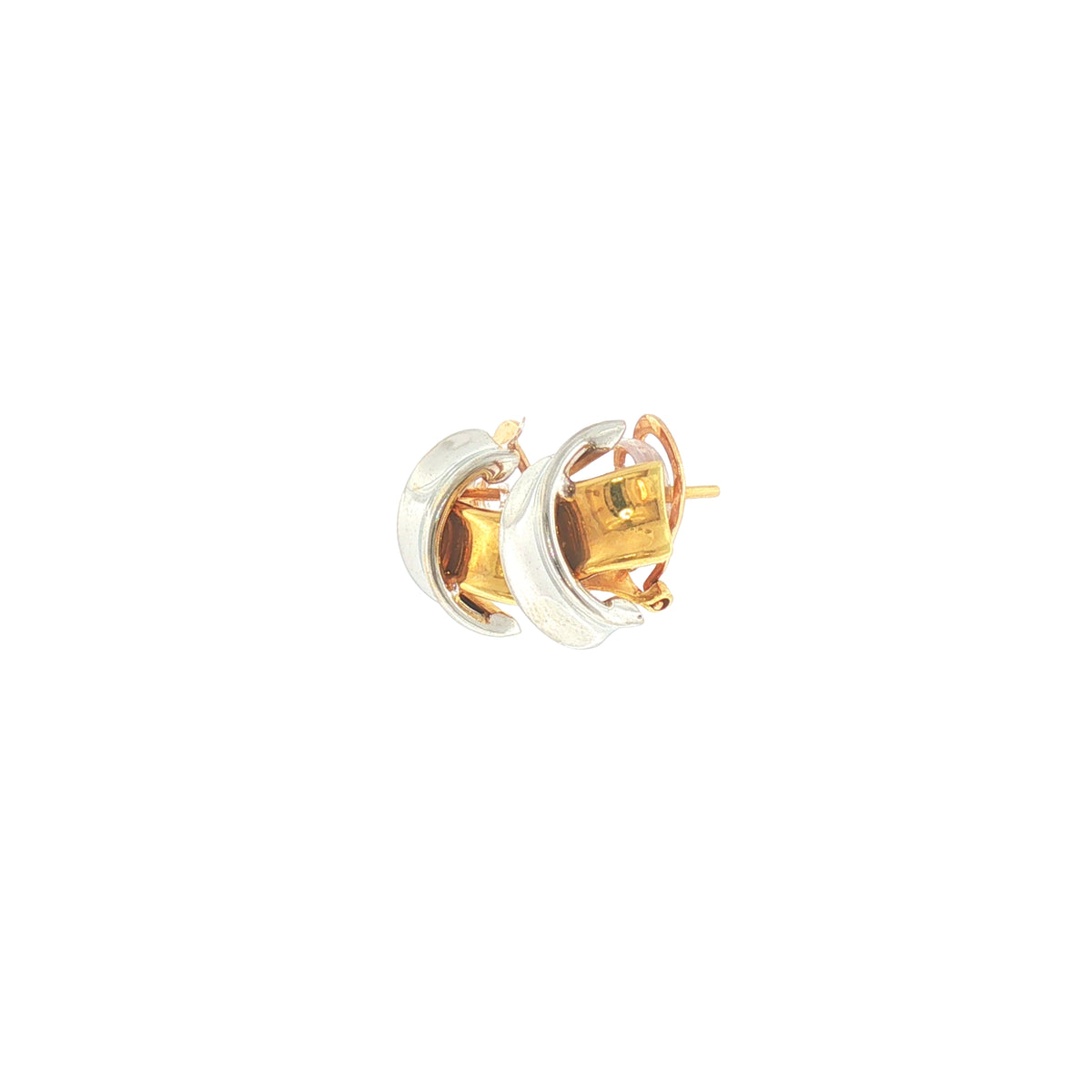 Two-Toned Cross Over Stud Earrings in 18ct Yellow and White Gold