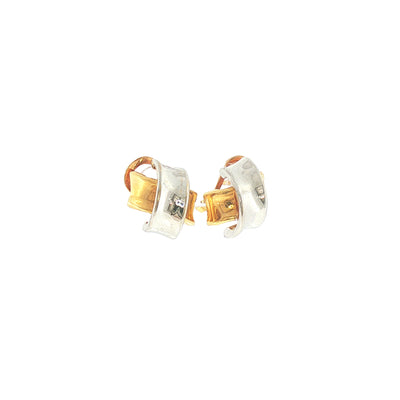 Two-Toned Cross Over Stud Earrings in 18ct Yellow and White Gold