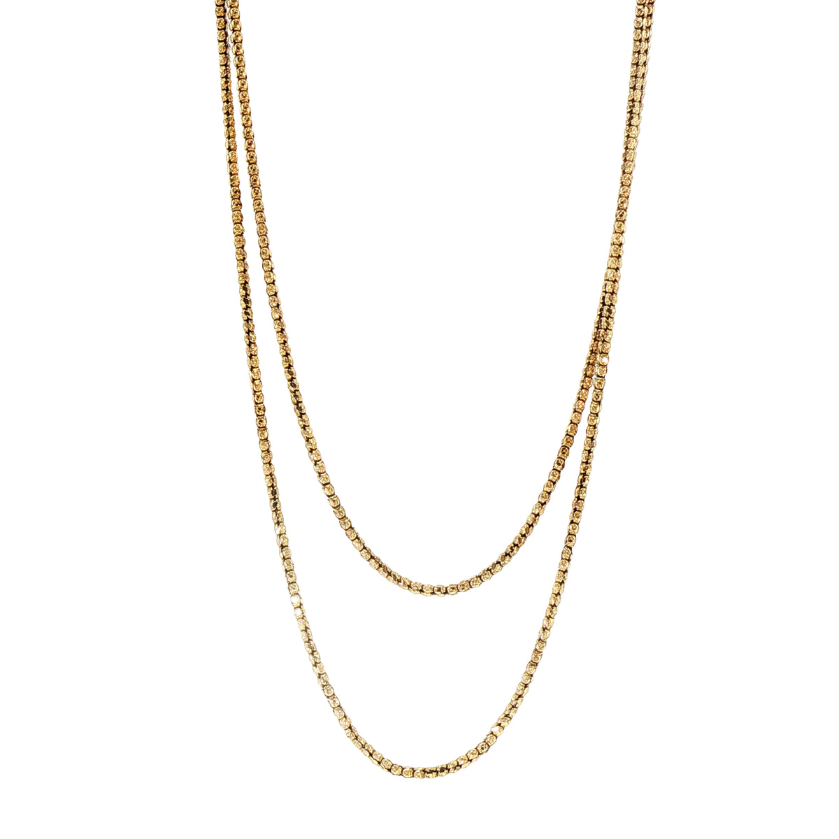 Vintage Textured Bead Muff Chain in 9ct Yellow Gold