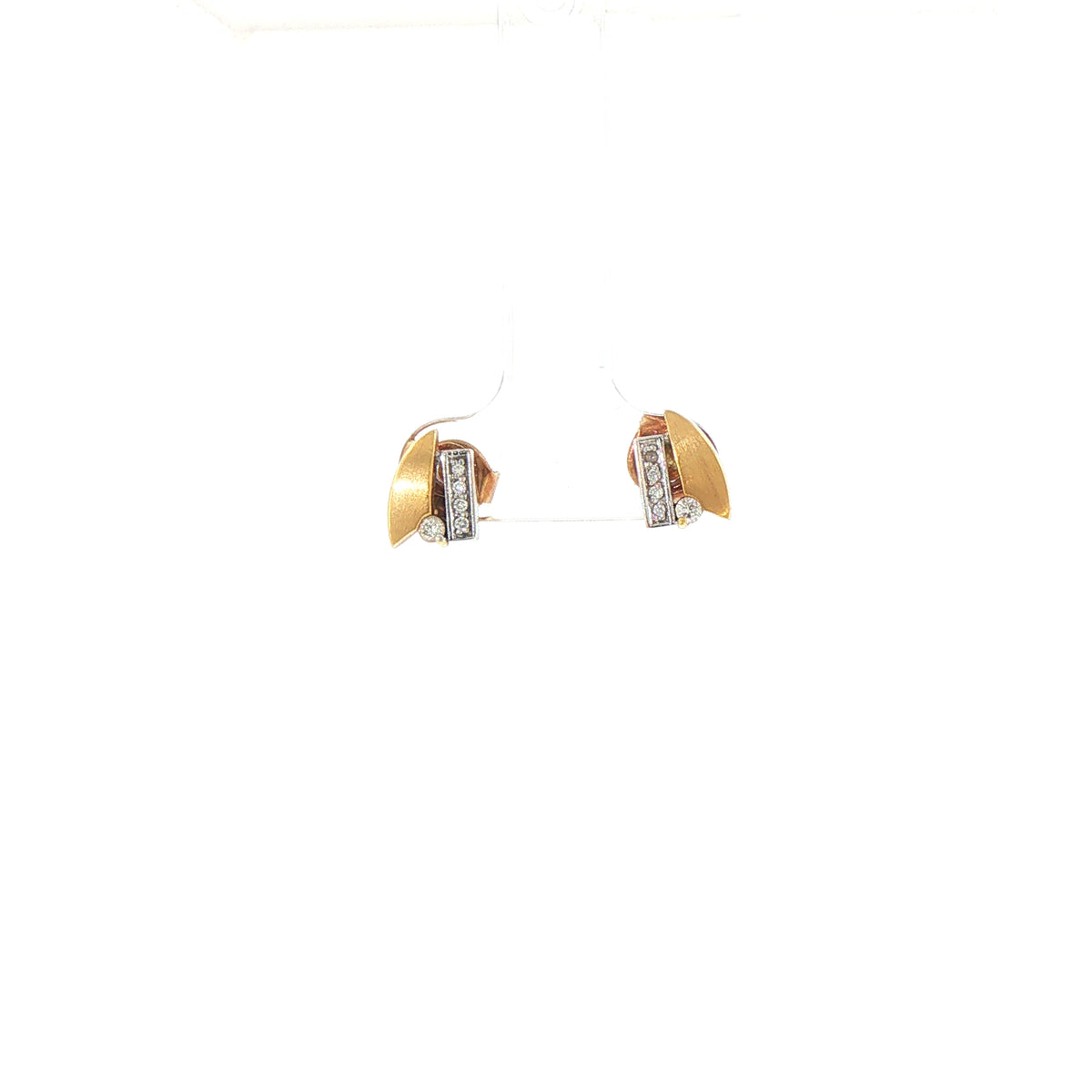 Two-Toned Natural Diamond Fancy Stud Earrings in 9ct Yellow Gold