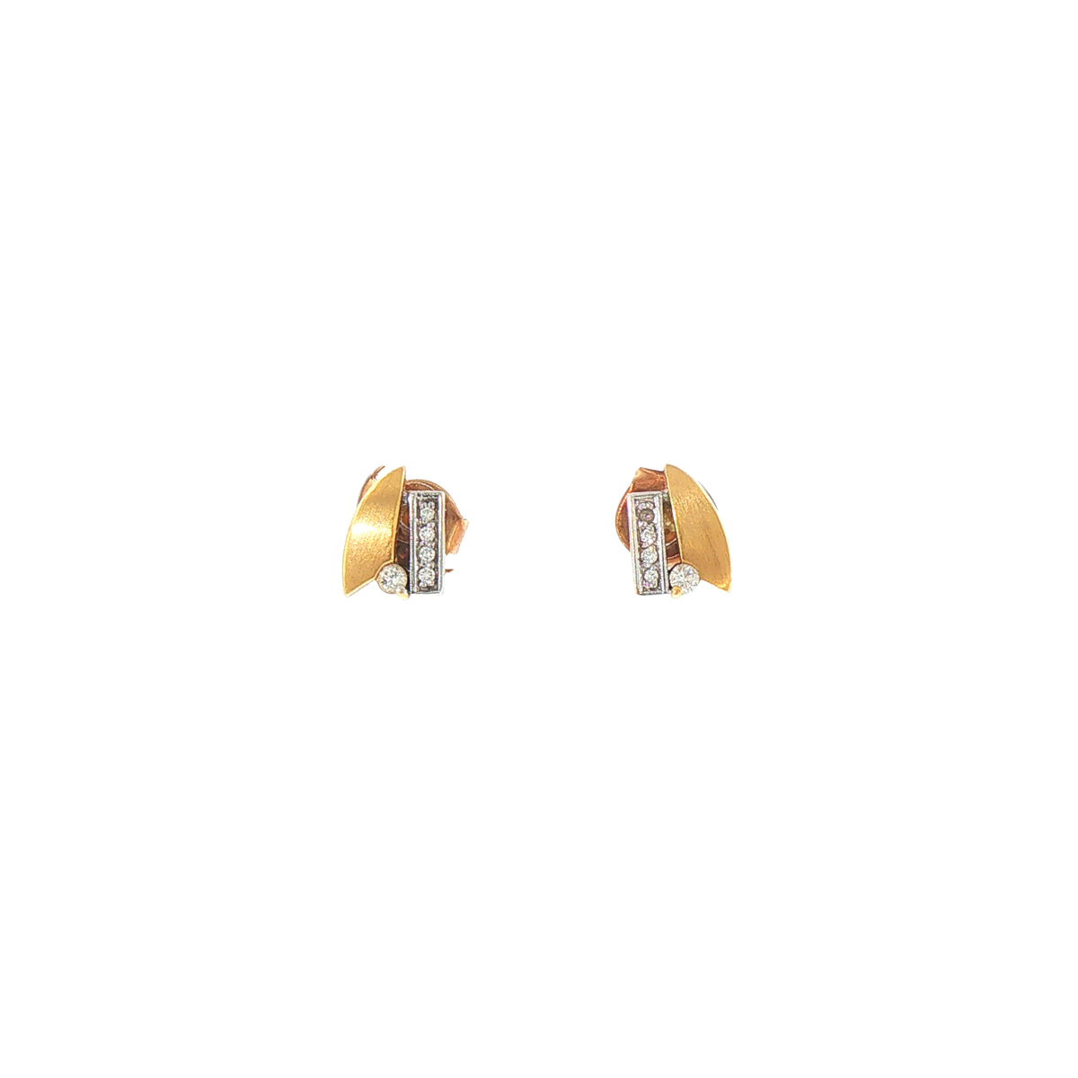 Two-Toned Natural Diamond Fancy Stud Earrings in 9ct Yellow Gold