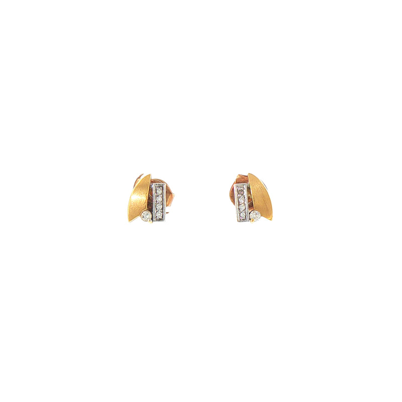 Two-Toned Natural Diamond Fancy Stud Earrings in 9ct Yellow Gold
