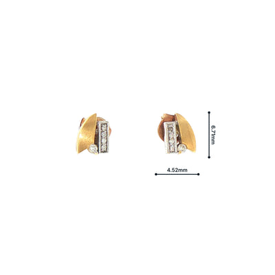 Two-Toned Natural Diamond Fancy Stud Earrings in 9ct Yellow Gold