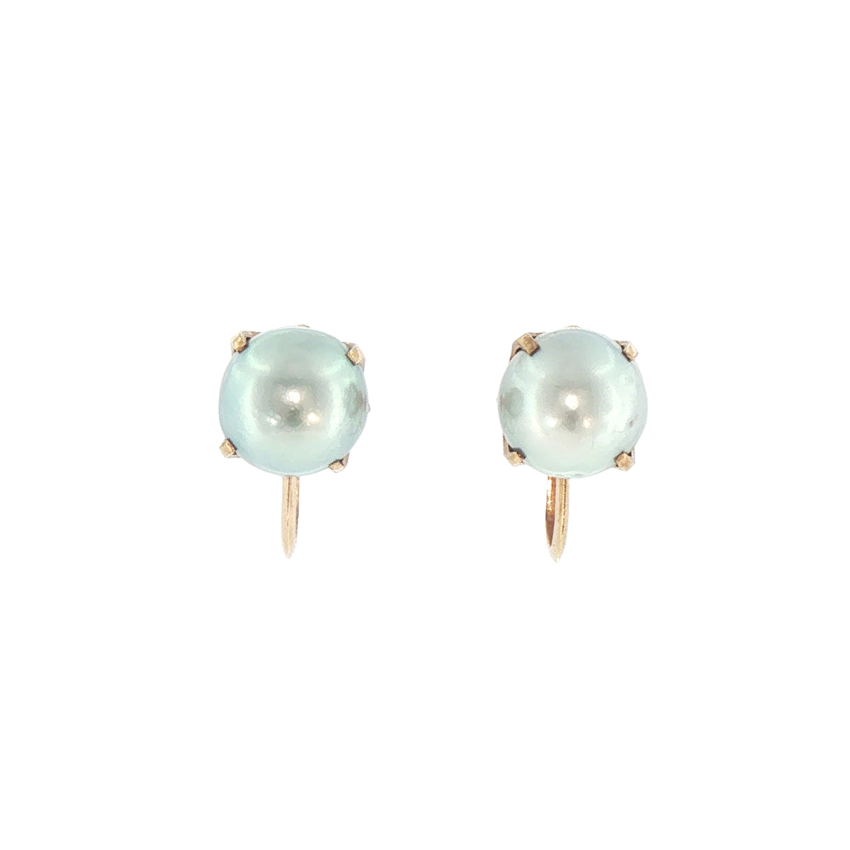 Vintage Grey Pearl Stud Earrings with Screw Clamp Fitting in 14ct Rose Gold