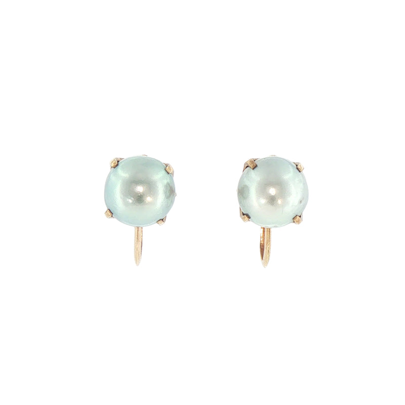 Vintage Grey Pearl Stud Earrings with Screw Clamp Fitting in 14ct Rose Gold