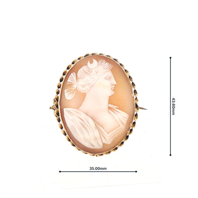 Sardonyx Cameo Portrait Brooch in Yellow Gold