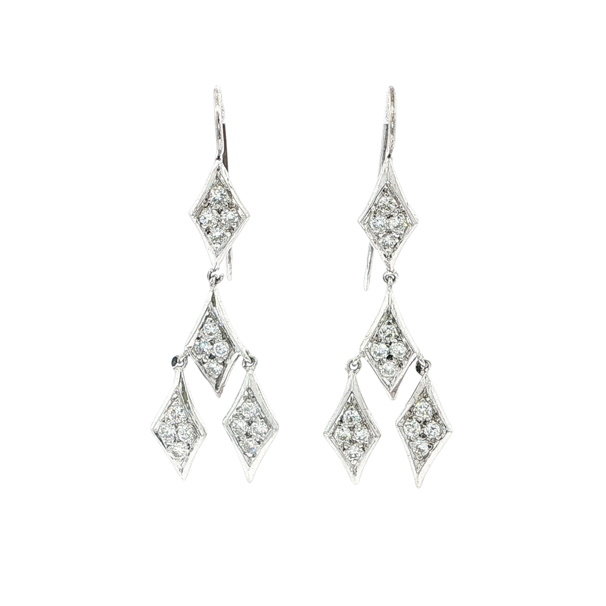 Natural Diamond Drop Marquise Shaped Earrings in 18ct White Gold