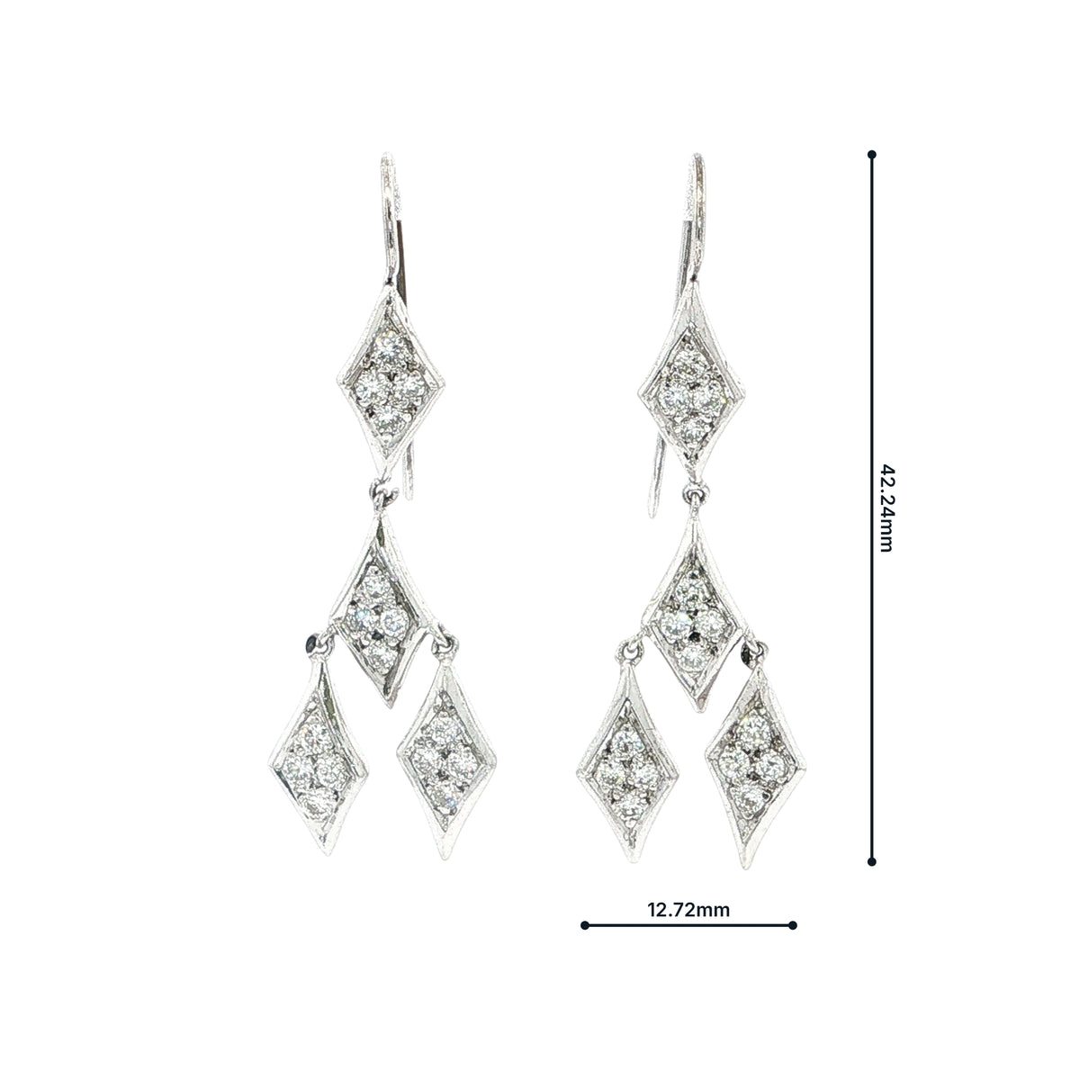 Natural Diamond Drop Marquise Shaped Earrings in 18ct White Gold