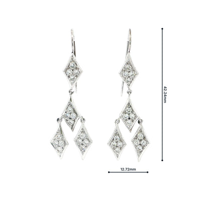 Natural Diamond Drop Marquise Shaped Earrings in 18ct White Gold