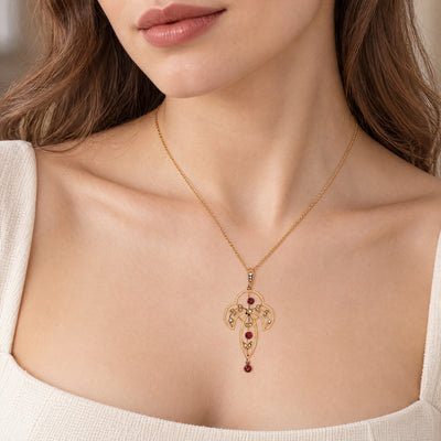 Victorian Garnet Drop Pendant in 9ct Yellow Gold