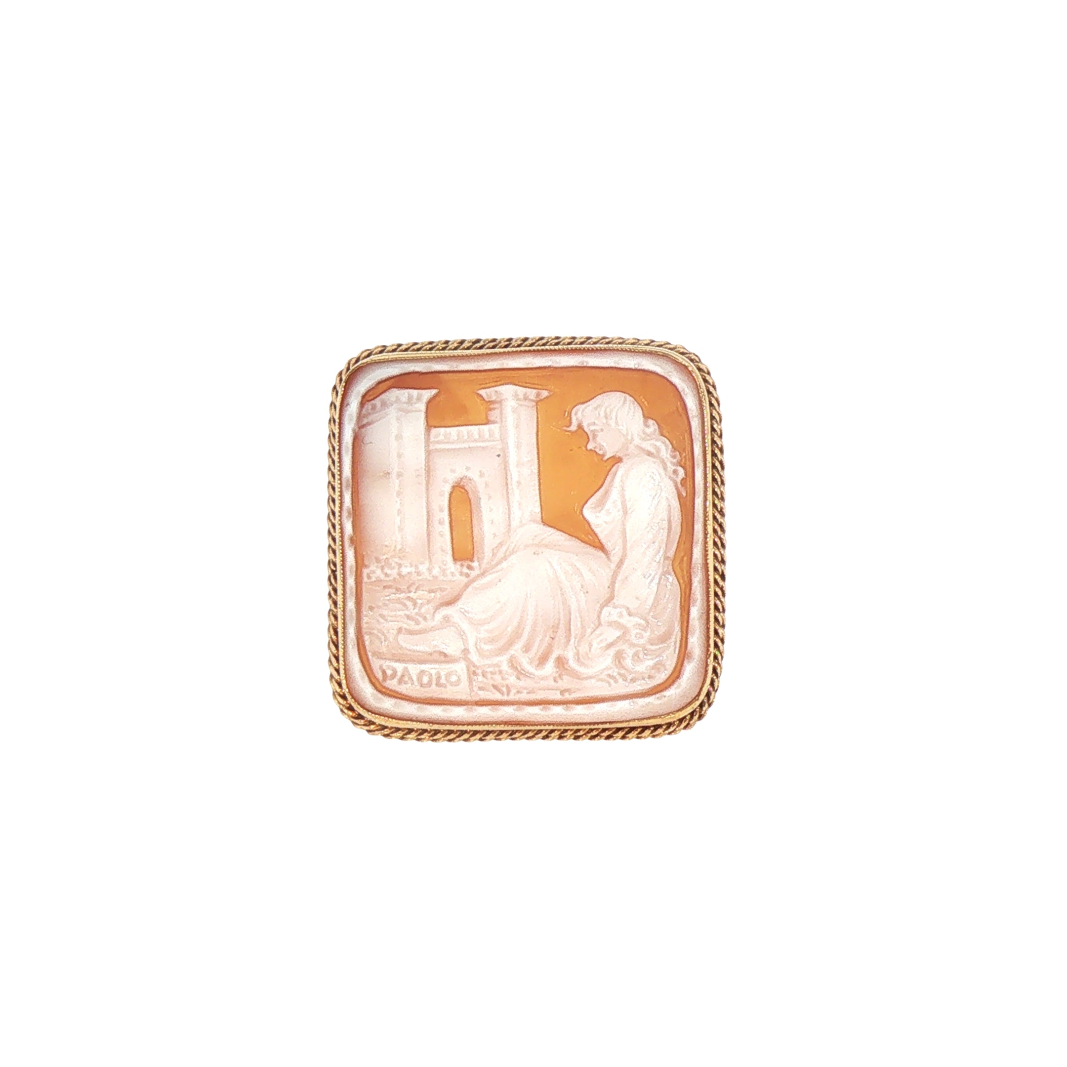 Vintage Carved Agate Cameo Brooch in 9ct Yellow Gold