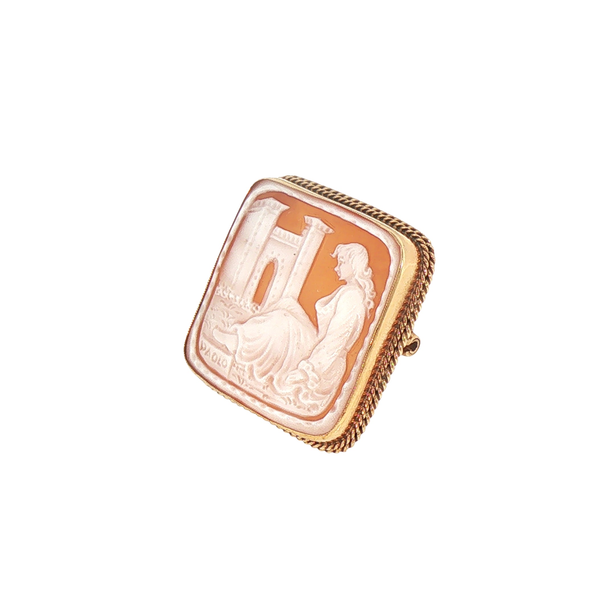 Vintage Carved Agate Cameo Brooch in 9ct Yellow Gold