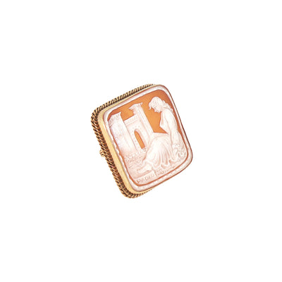 Vintage Carved Agate Cameo Brooch in 9ct Yellow Gold