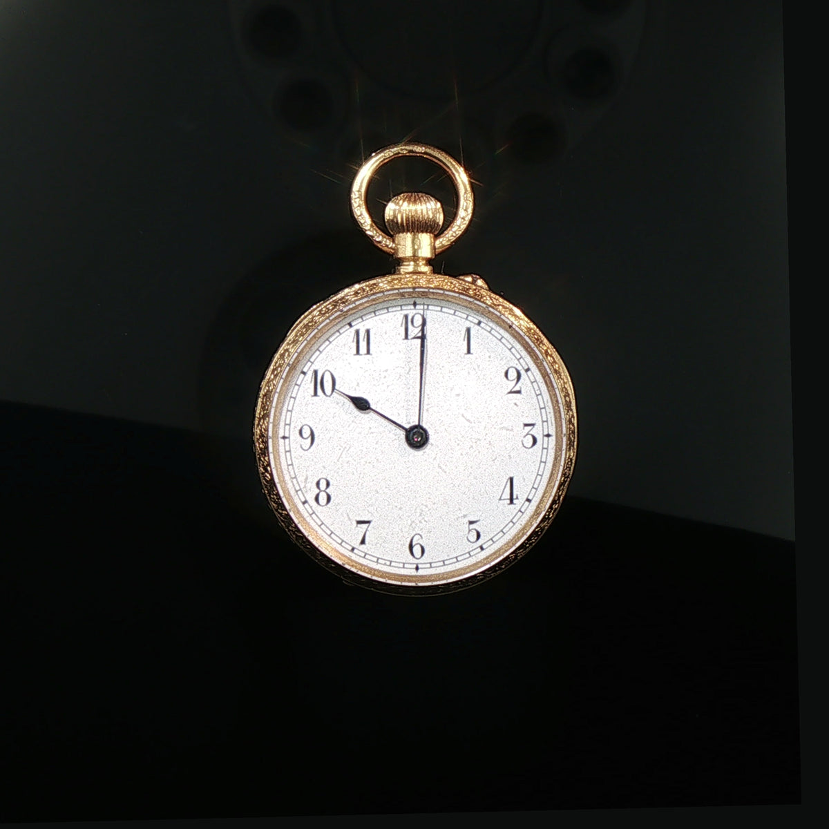 Antique Open Faced Side Set Pocket Watch in 47.2g 18ct Yellow Gold