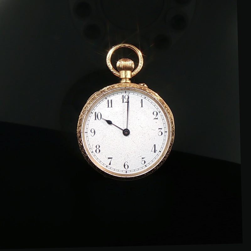 Antique Open Faced Side Set Pocket Watch in 47.2g 18ct Yellow Gold