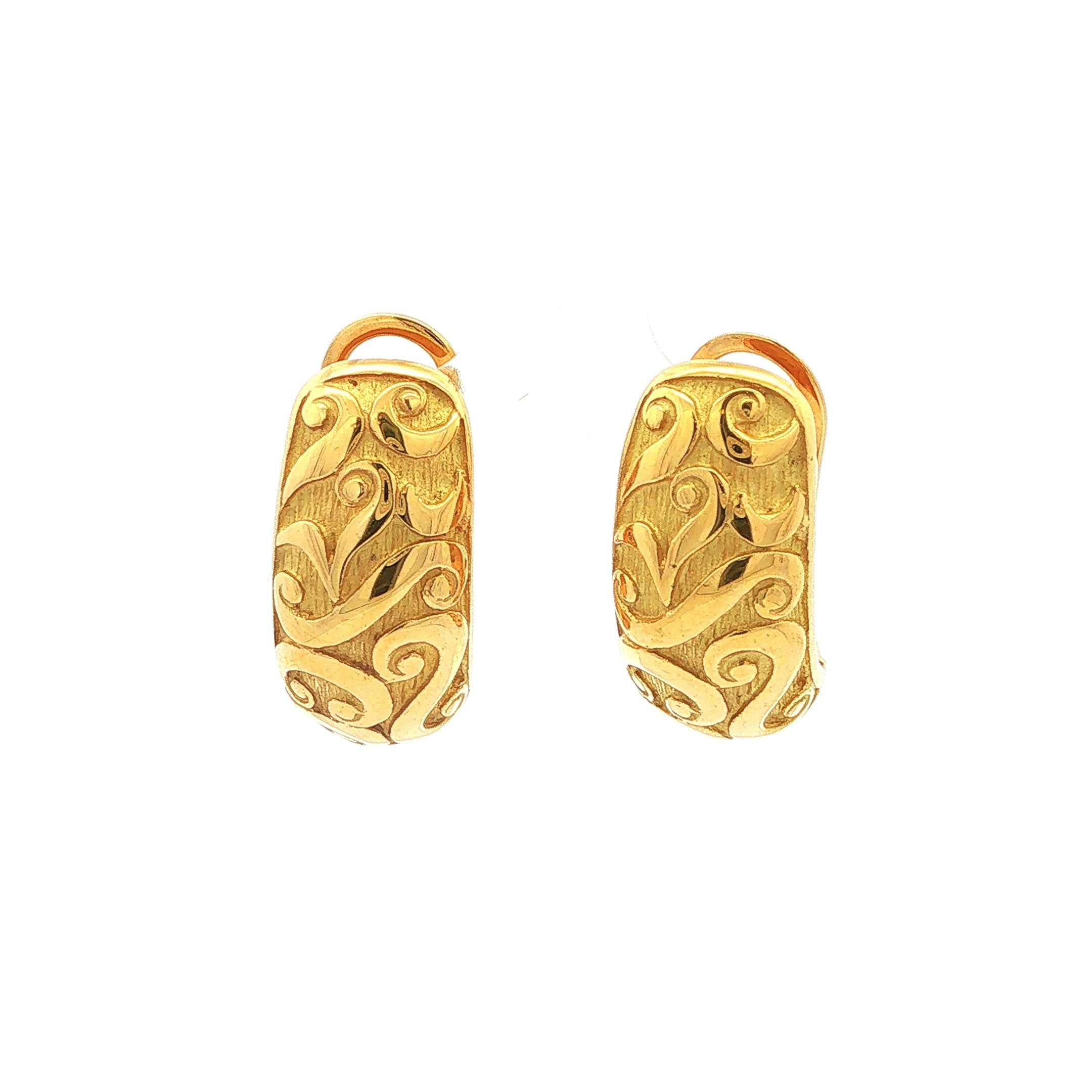 18ct Yellow Gold Vintage Fancy Hoop Earrings