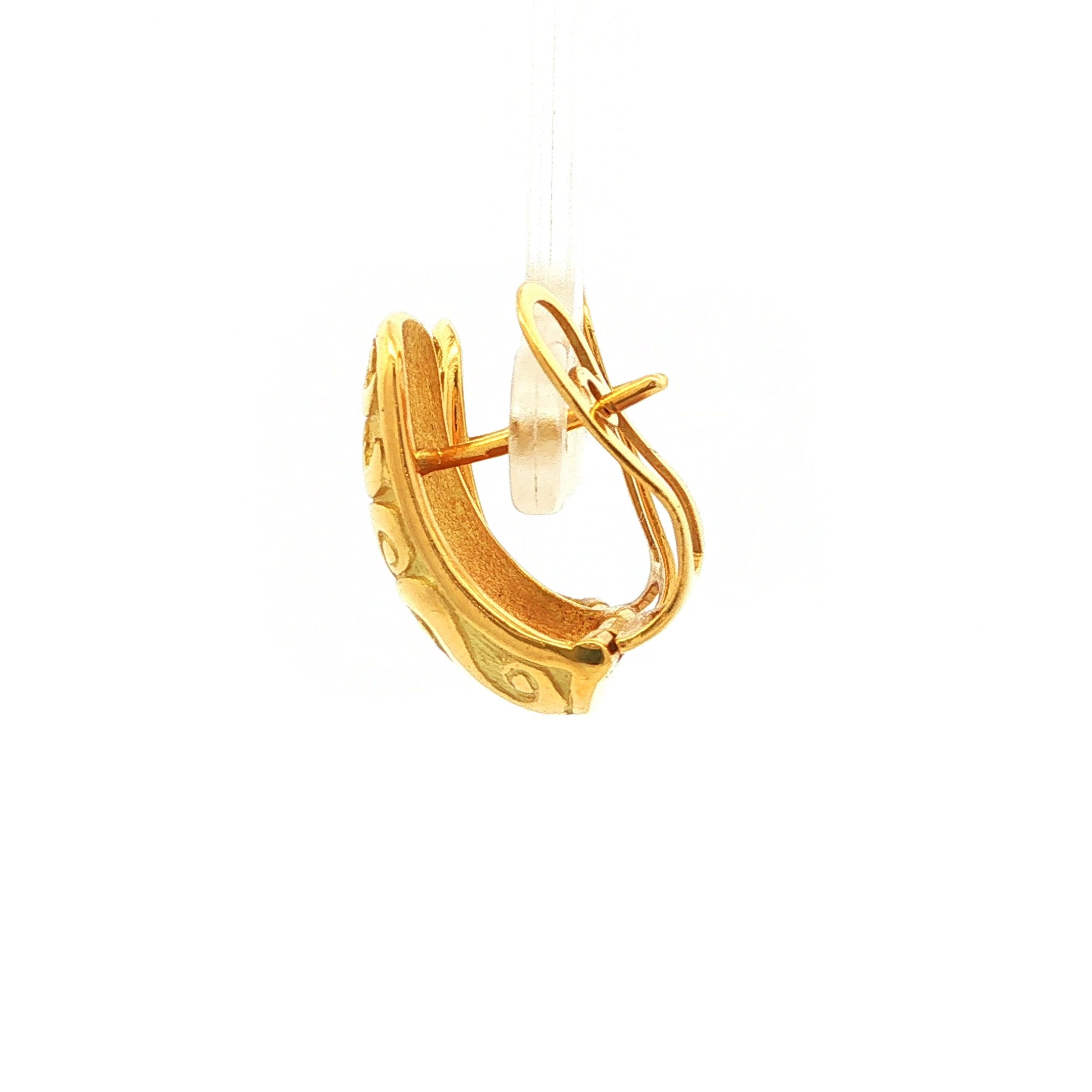 18ct Yellow Gold Vintage Fancy Hoop Earrings