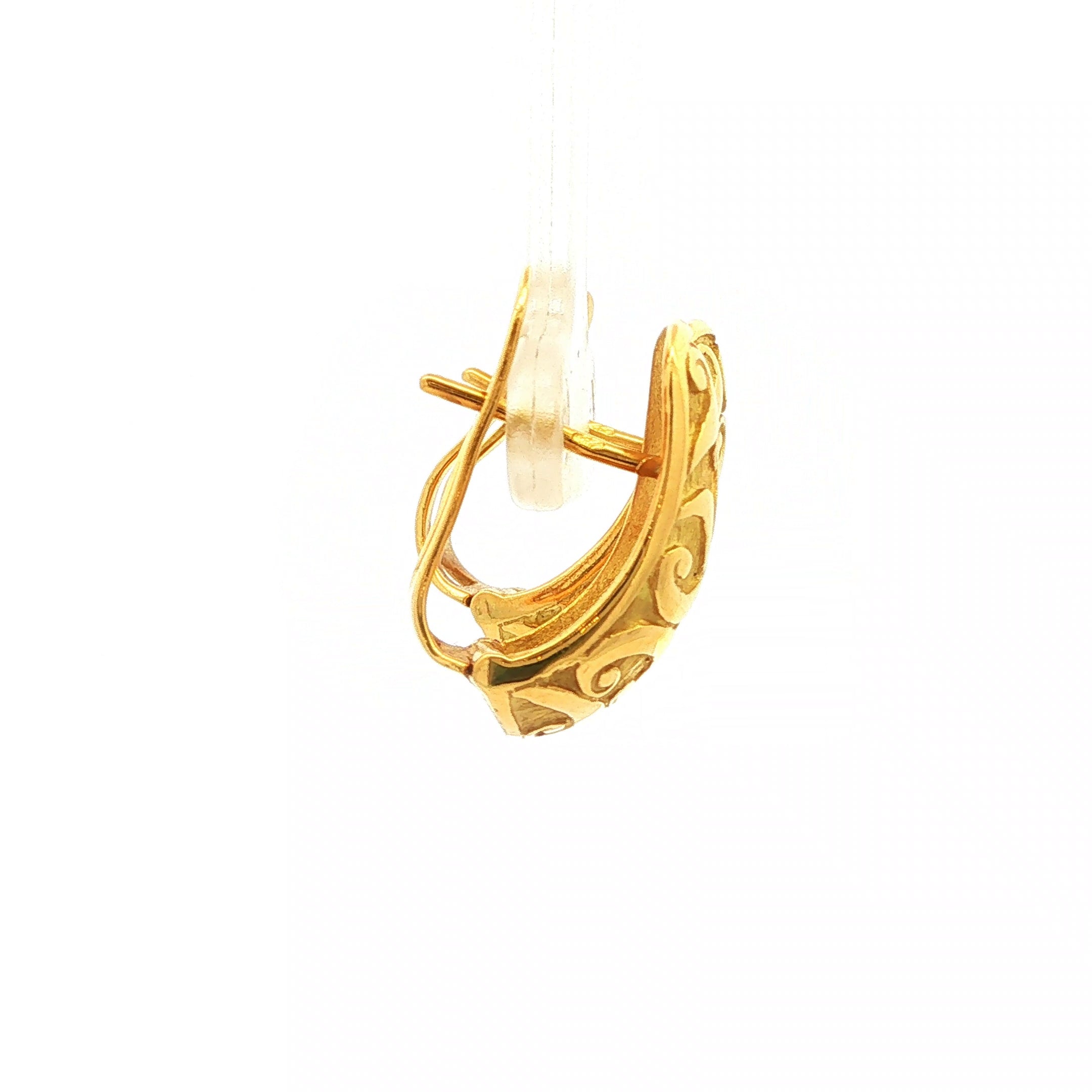 18ct Yellow Gold Vintage Fancy Hoop Earrings