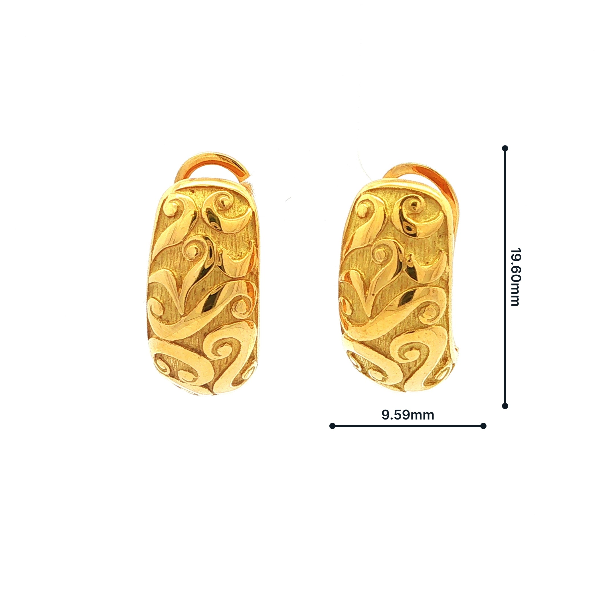 18ct Yellow Gold Vintage Fancy Hoop Earrings