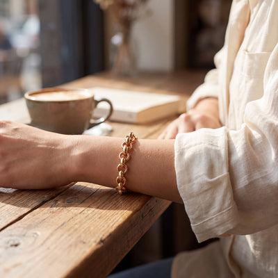 18ct Rose Gold Belcher Link Chain Bracelet
