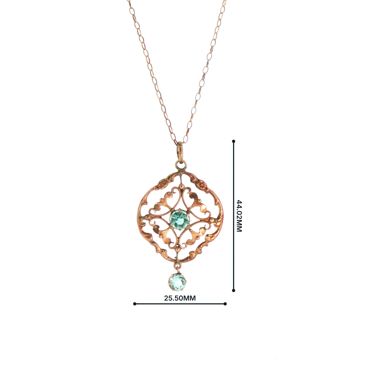 Vintage Blue Zircon Pendant with Chain in 9ct Yellow Gold