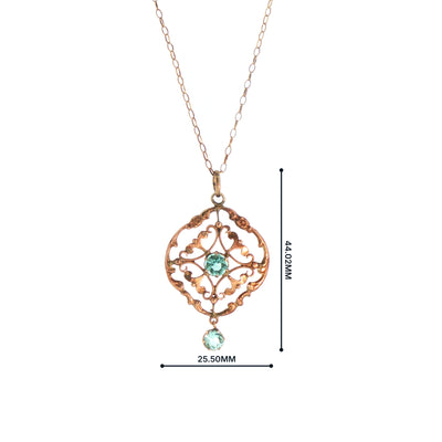 Vintage Blue Zircon Pendant with Chain in 9ct Yellow Gold