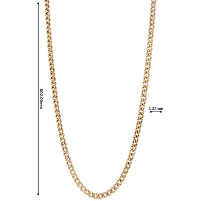 Vintage Cuban Link Chain Necklace in 9ct Yellow Gold