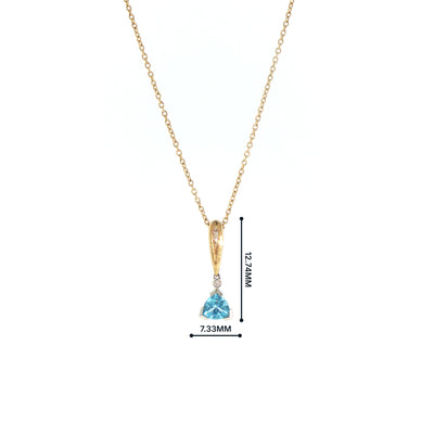 Vintage Blue Topaz and Natural Diamond Pendant on chain in 9ct Yellow Gold