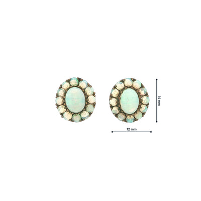 Vintage Natural Opal Cluster Earrings in 9ct Yellow Gold
