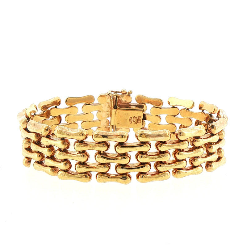 32.3g Vintage 5 Row Bracelet Bone Link set in 9ct Yellow Gold