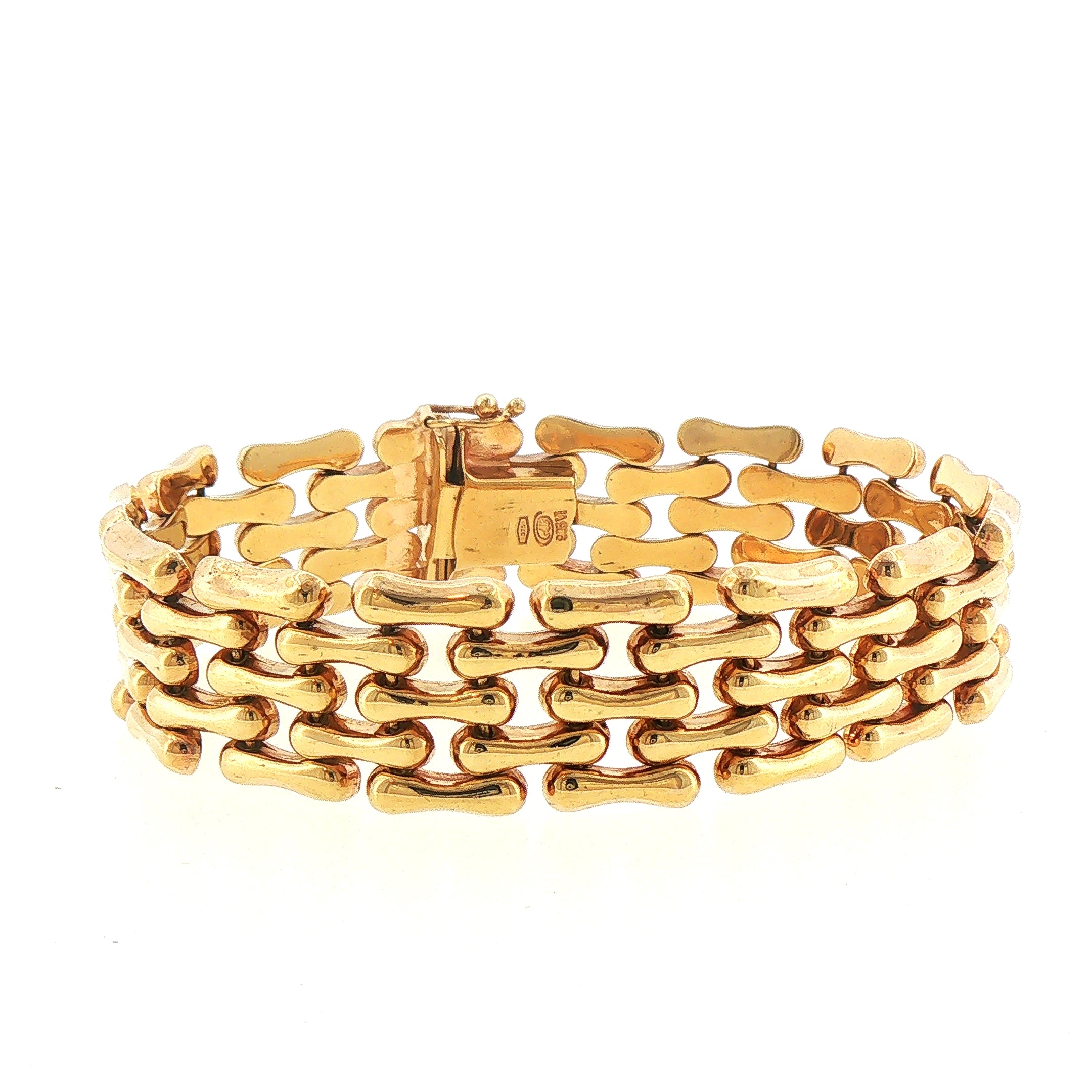 32.3g Vintage 5 Row Bracelet Bone Link set in 9ct Yellow Gold