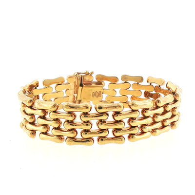 32.3g Vintage 5 Row Bracelet Bone Link set in 9ct Yellow Gold