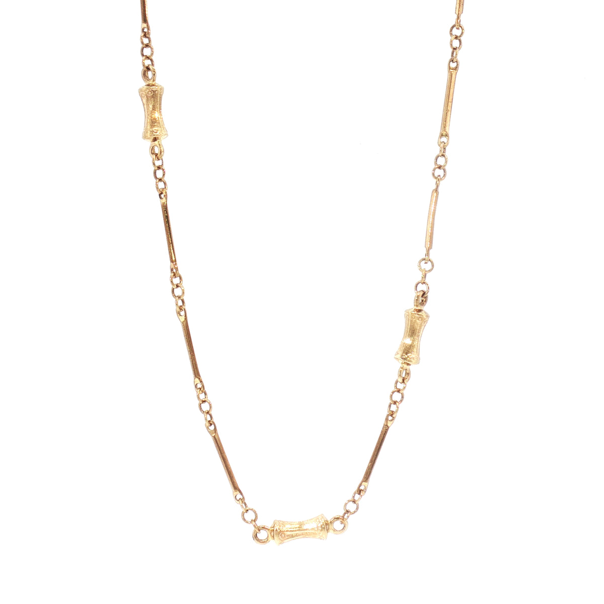 Vintage Bar and Tube Chain Necklace in 9ct Yellow Gold